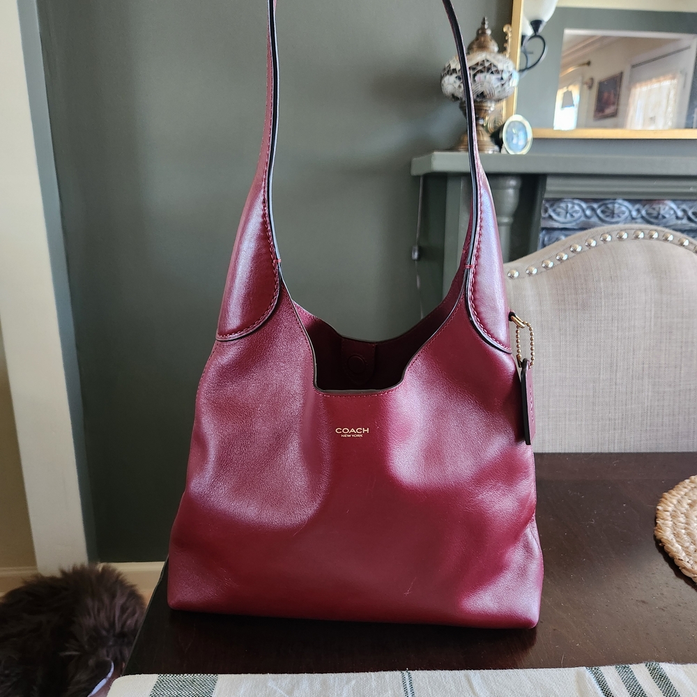 SOLD* Coach Dark Ruby Leather Shoulder Bag